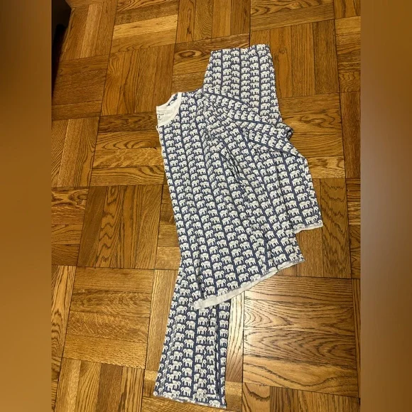 Roller Rabbit Blue and White Elephant Pajama Set - Picture 1 of 4